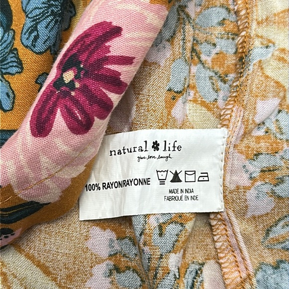 Natural Life Floral Boho Mini Dress XS – Adjustable Straps, Cottagecore Vibes - Picture 7 of 7